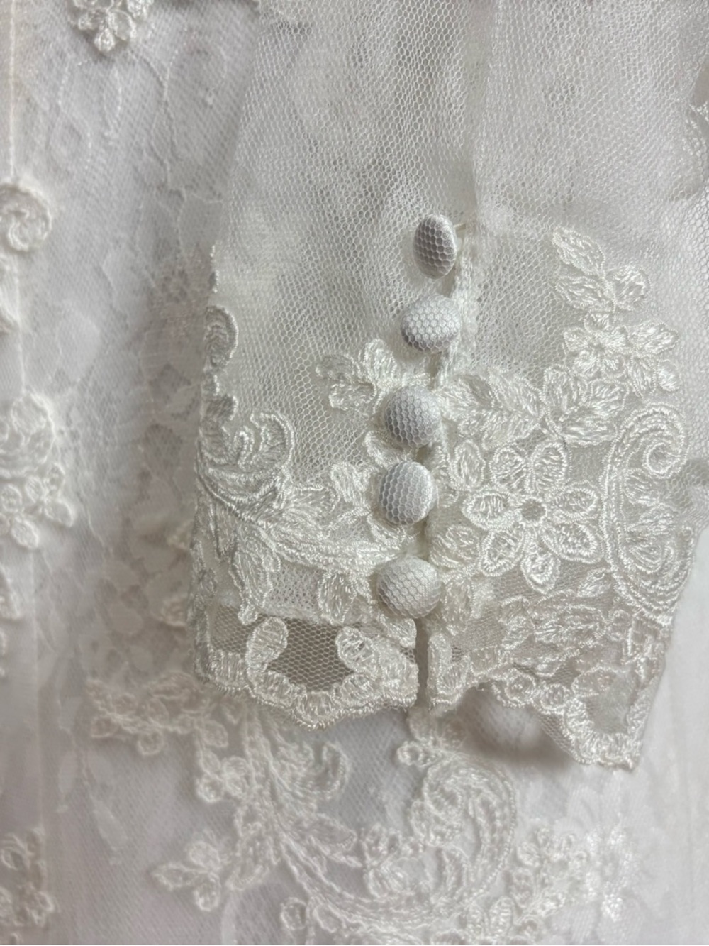 Alfred Angelo White Lace Backless Long Sleeve Bridal Wedding Gown 16 - Picture 8 of 15